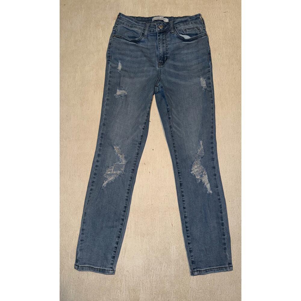 Judy blue women’s distressed relaxed fit blue jean - Picture 3 of 16